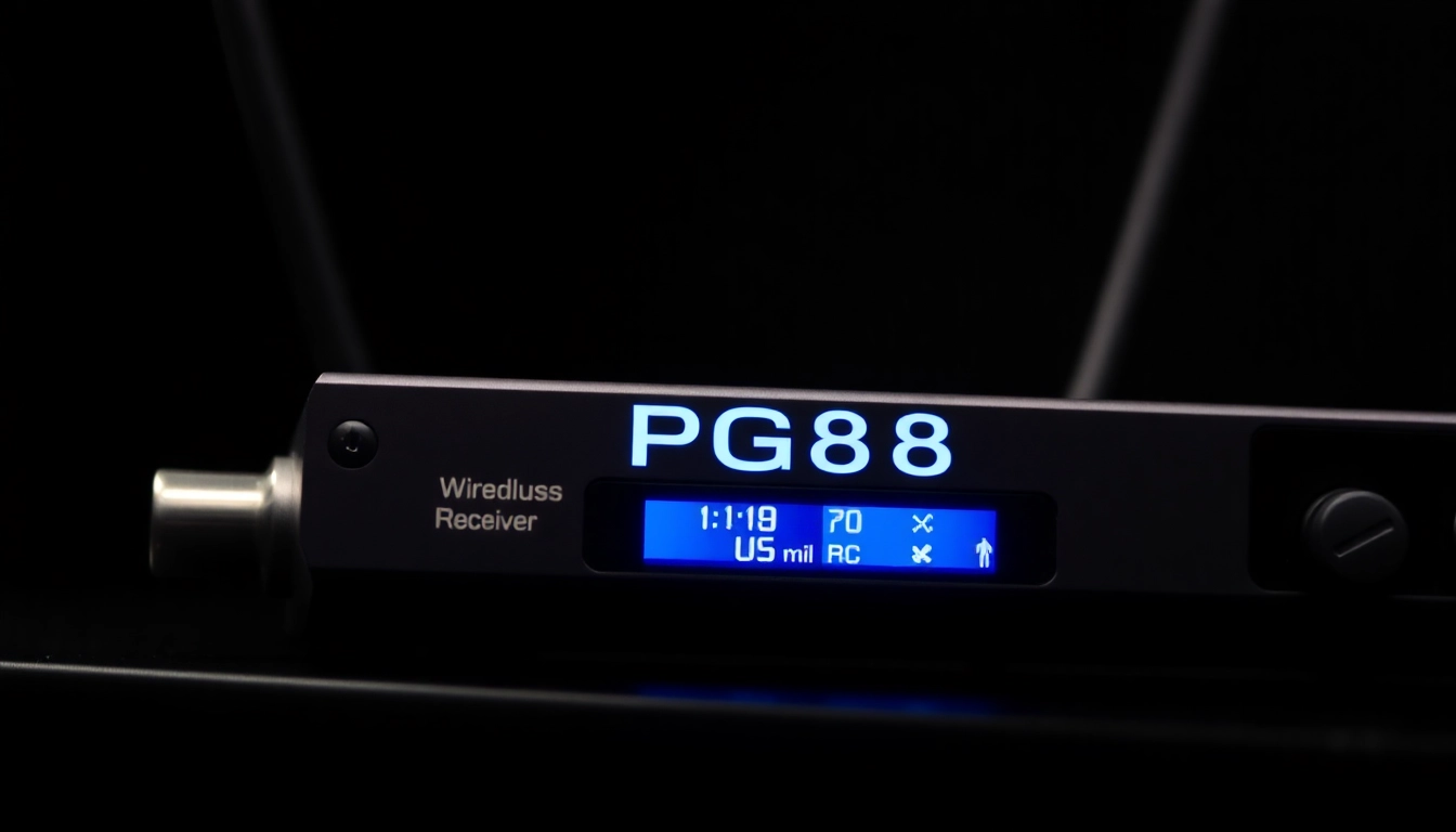 High-resolution image of PG88 wireless receiver with LED indicators, showcasing quality and advanced features for live sound setups.