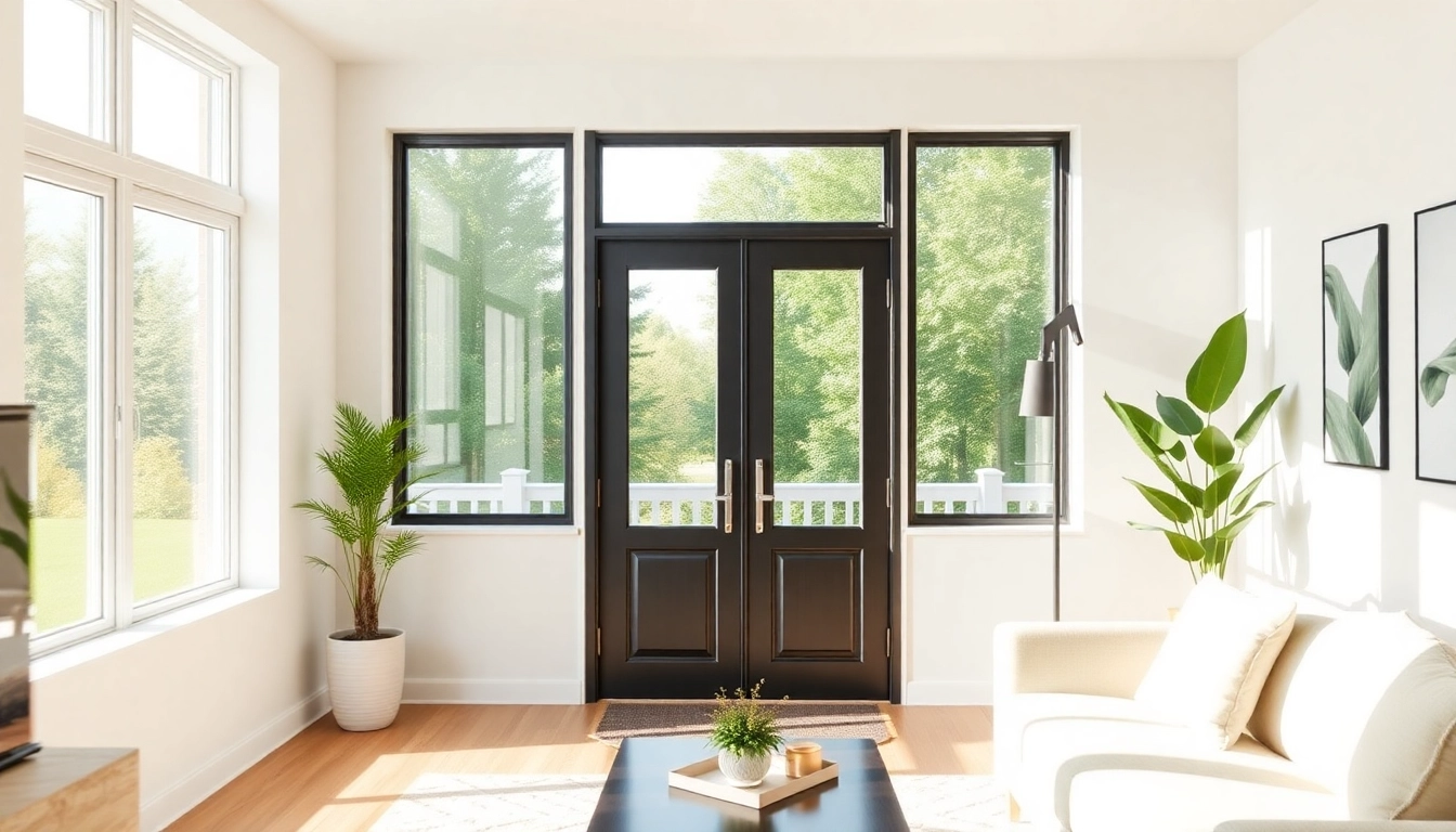 Window and door replacement in a modern living space with secure, energy-efficient fixtures