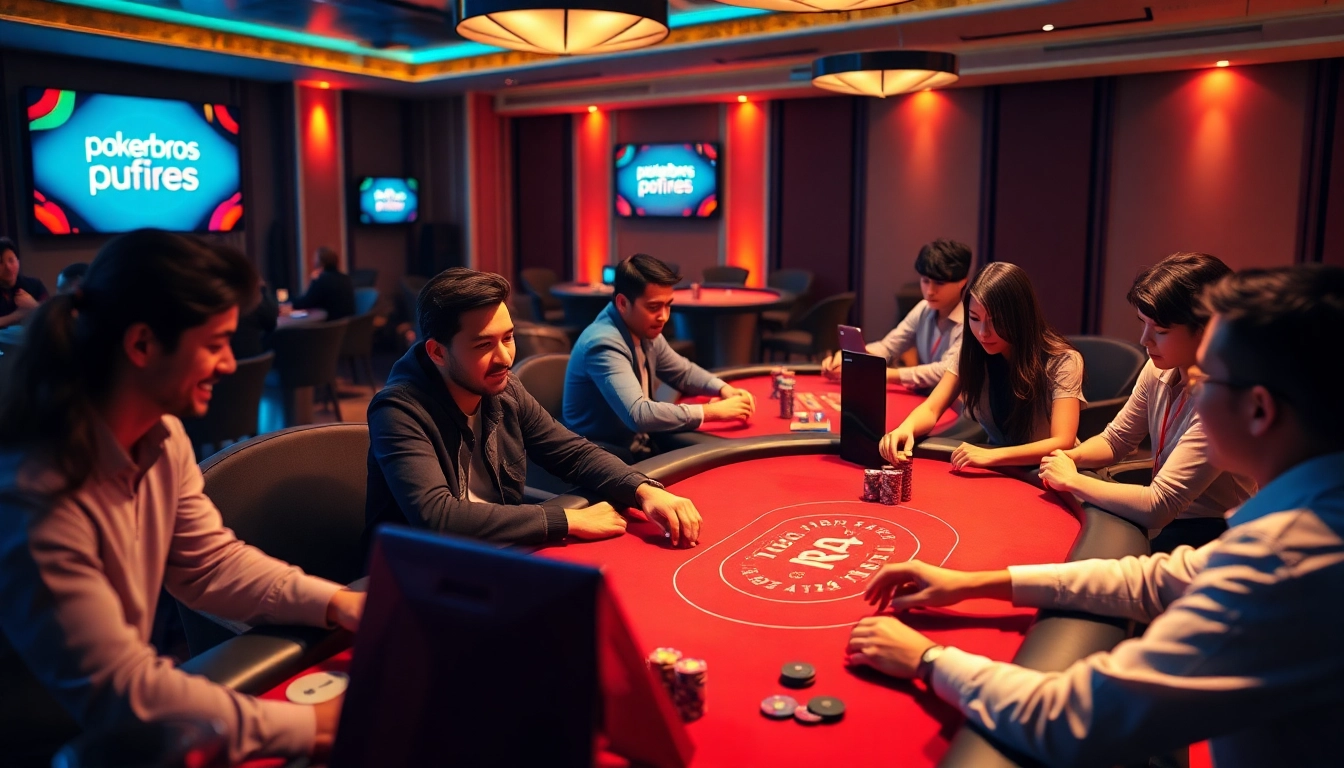 Promoting Pokerbros clubs with an engaging online poker scene featuring multiple players enjoying game action on Pokerbros platform.