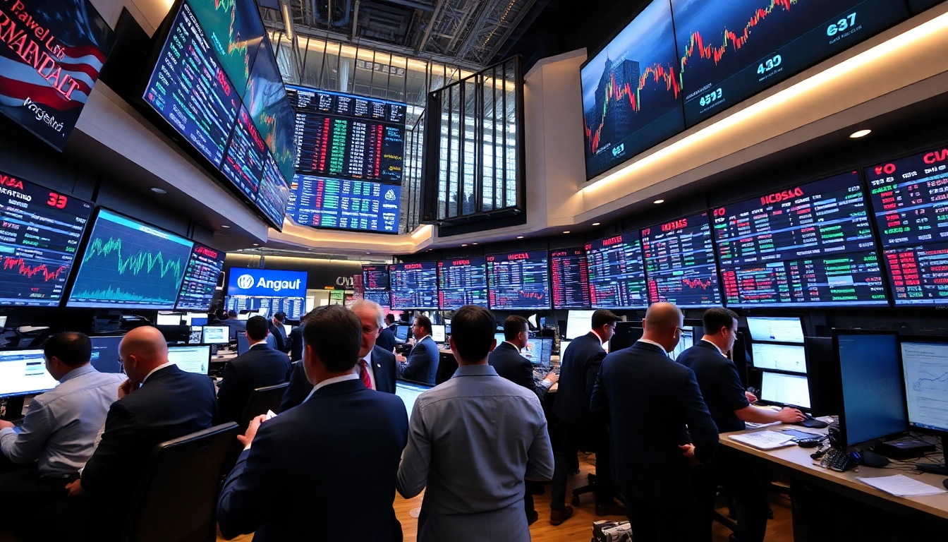UK Stock Market News Financial traders analyze stock charts on vibrant screens to gauge market
