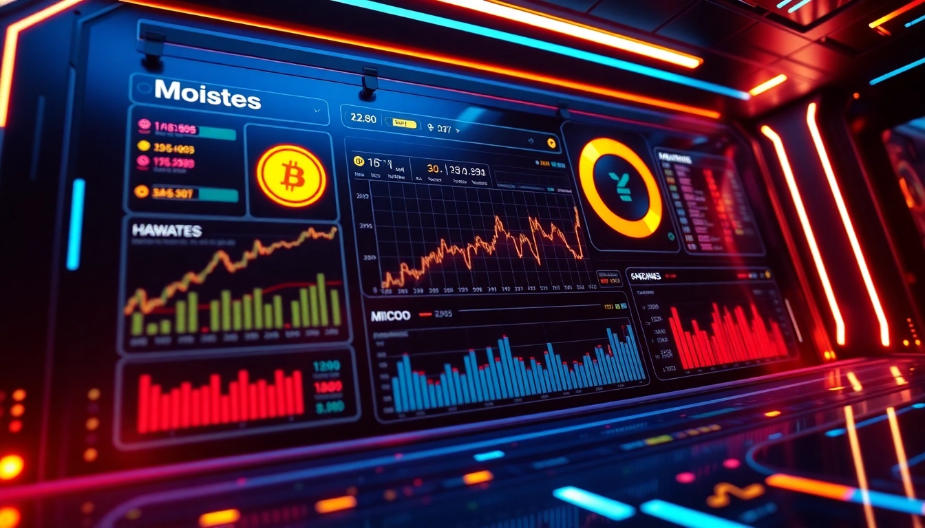 Aicoin data analysis with vibrant charts and digital interface illustrating blockchain and AI